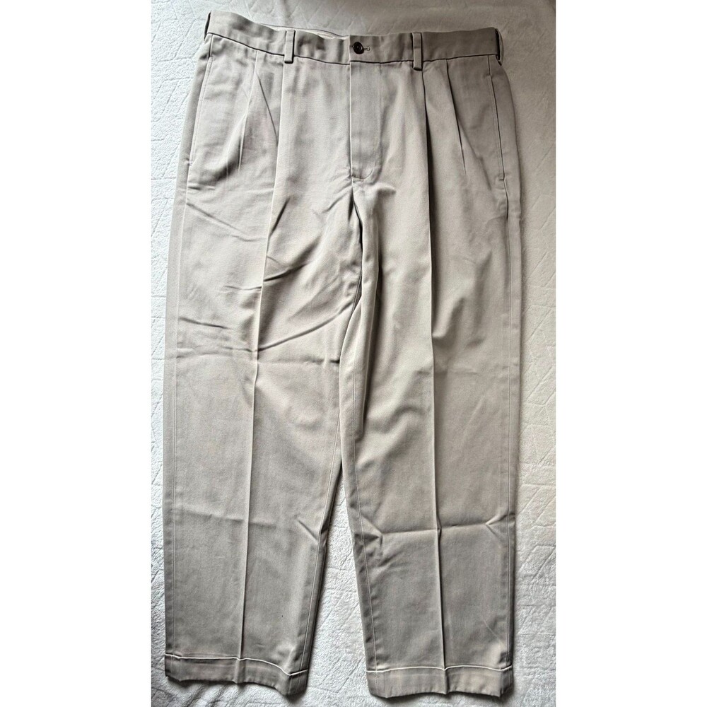 Brooks Brothers Advantage Chino Mens Pants 37x30 Khaki Pleated Cotton
